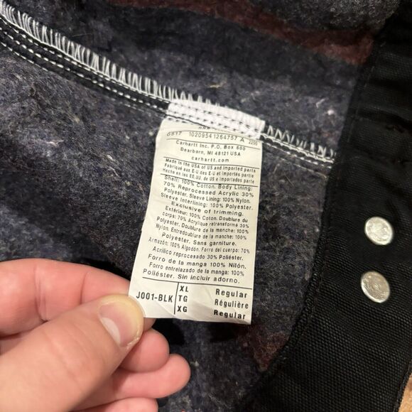 Vintage Carhartt Detroit Jacket J001 BLK Blanket Lined Canvas USA Black Mens XL - Picture 6 of 8